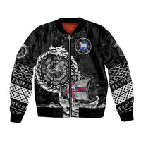 Personalized Viking Faroe Islands Sleeve Zip Bomber Jacket Faroese Viking Ship