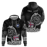 Personalized Viking Faroe Islands Zip Hoodie Faroese Viking Ship