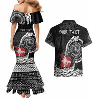 Personalized Viking Denmark Couples Matching Mermaid Dress and Hawaiian Shirt Danish Viking Ship