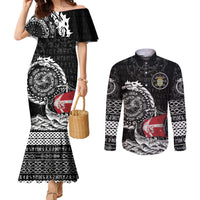 Personalized Viking Denmark Couples Matching Mermaid Dress and Long Sleeve Button Shirt Danish Viking Ship