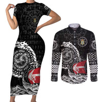 Personalized Viking Denmark Couples Matching Short Sleeve Bodycon Dress and Long Sleeve Button Shirt Danish Viking Ship