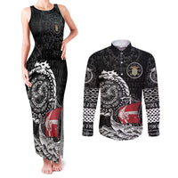 Personalized Viking Denmark Couples Matching Tank Maxi Dress and Long Sleeve Button Shirt Danish Viking Ship