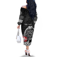 Personalized Viking Denmark Family Matching Off The Shoulder Long Sleeve Dress and Hawaiian Shirt Danish Viking Ship