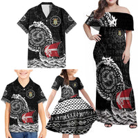 Personalized Viking Denmark Family Matching Off Shoulder Maxi Dress and Hawaiian Shirt Danish Viking Ship