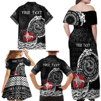 Personalized Viking Denmark Family Matching Off Shoulder Maxi Dress and Hawaiian Shirt Danish Viking Ship