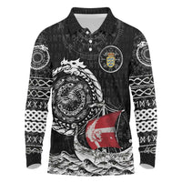 Personalized Viking Denmark Long Sleeve Polo Shirt Danish Viking Ship