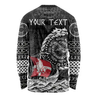 Personalized Viking Denmark Long Sleeve Shirt Danish Viking Ship