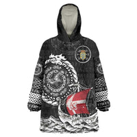 Personalized Viking Denmark Wearable Blanket Hoodie Danish Viking Ship