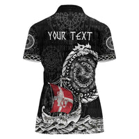 Personalized Viking Denmark Women Polo Shirt Danish Viking Ship