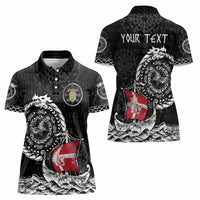 Personalized Viking Denmark Women Polo Shirt Danish Viking Ship