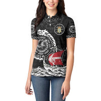 Personalized Viking Denmark Women Polo Shirt Danish Viking Ship