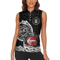 Personalized Viking Denmark Women Sleeveless Polo Shirt Danish Viking Ship