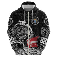 Personalized Viking Denmark Zip Hoodie Danish Viking Ship