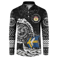 Personalized Viking Sweden Button Sweatshirt Swedish Viking Ship