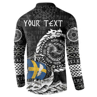 Personalized Viking Sweden Button Sweatshirt Swedish Viking Ship