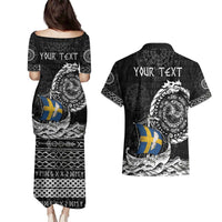 Personalized Viking Sweden Couples Matching Puletasi and Hawaiian Shirt Swedish Viking Ship