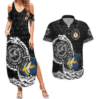 Personalized Viking Sweden Couples Matching Summer Maxi Dress and Hawaiian Shirt Swedish Viking Ship