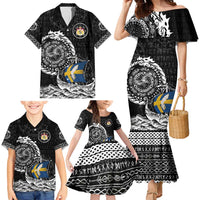 Personalized Viking Sweden Family Matching Mermaid Dress and Hawaiian Shirt Swedish Viking Ship