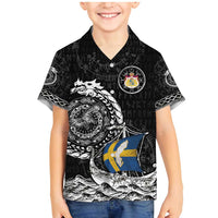 Personalized Viking Sweden Family Matching Mermaid Dress and Hawaiian Shirt Swedish Viking Ship