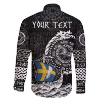 Personalized Viking Sweden Family Matching Off The Shoulder Long Sleeve Dress and Hawaiian Shirt Swedish Viking Ship