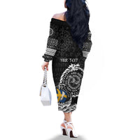 Personalized Viking Sweden Family Matching Off The Shoulder Long Sleeve Dress and Hawaiian Shirt Swedish Viking Ship