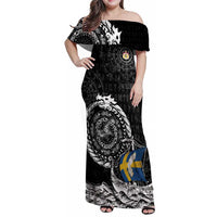 Personalized Viking Sweden Family Matching Off Shoulder Maxi Dress and Hawaiian Shirt Swedish Viking Ship