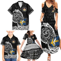 Personalized Viking Sweden Family Matching Summer Maxi Dress and Hawaiian Shirt Swedish Viking Ship
