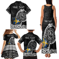 Personalized Viking Sweden Family Matching Tank Maxi Dress and Hawaiian Shirt Swedish Viking Ship