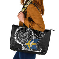 Viking Sweden Leather Tote Bag Swedish Viking Ship