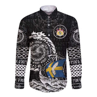Personalized Viking Sweden Long Sleeve Button Shirt Swedish Viking Ship