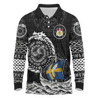 Personalized Viking Sweden Long Sleeve Polo Shirt Swedish Viking Ship