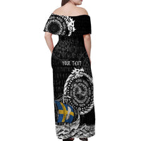 Personalized Viking Sweden Off Shoulder Maxi Dress Swedish Viking Ship