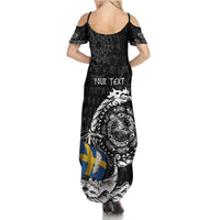 Personalized Viking Sweden Summer Maxi Dress Swedish Viking Ship