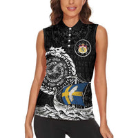 Personalized Viking Sweden Women Sleeveless Polo Shirt Swedish Viking Ship