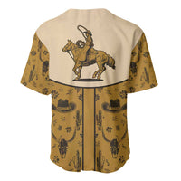 Cowboy Baseball Jersey Horse Riding Retro Western Yoke Beige - Wonder Print Shop