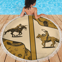 Cowboy Beach Blanket Horse Riding Retro Western Yoke Beige - Wonder Print Shop