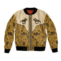 Cowboy Bomber Jacket Horse Riding Retro Western Yoke Beige - Wonder Print Shop