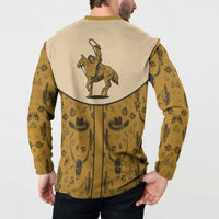 Cowboy Button Sweatshirt Horse Riding Retro Western Yoke Beige - Wonder Print Shop
