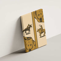 Cowboy Canvas Wall Art Horse Riding Retro Western Yoke Beige - Wonder Print Shop