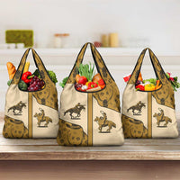 Cowboy Grocery Bag Horse Riding Retro Western Yoke Beige - Wonder Print Shop