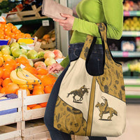 Cowboy Grocery Bag Horse Riding Retro Western Yoke Beige - Wonder Print Shop