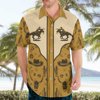 Cowboy Hawaiian Shirt Horse Riding Retro Western Yoke Beige - Wonder Print Shop