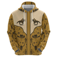 Cowboy Hoodie Horse Riding Retro Western Yoke Beige - Wonder Print Shop