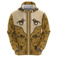 Cowboy Hoodie Horse Riding Retro Western Yoke Beige - Wonder Print Shop