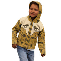 Cowboy Kid Hoodie Horse Riding Retro Western Yoke Beige - Wonder Print Shop