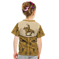 Cowboy Kid T Shirt Horse Riding Retro Western Yoke Beige - Wonder Print Shop