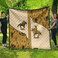 Cowboy Quilt Horse Riding Retro Western Yoke Beige - Wonder Print Shop