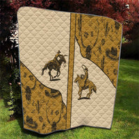 Cowboy Quilt Horse Riding Retro Western Yoke Beige - Wonder Print Shop