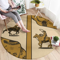 Cowboy Round Carpet Horse Riding Retro Western Yoke Beige - Wonder Print Shop