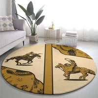 Cowboy Round Carpet Horse Riding Retro Western Yoke Beige - Wonder Print Shop